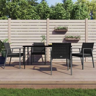 vidaXL Vidaxl - Juego Comedor Jard&iacute;n 5 Piezas Y Cojines Rat&aacute;n Sint&eacute;tico Y Acero