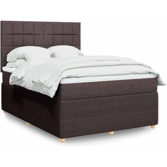 vidaXL Vidaxl - Cama Box Spring Con Colch&oacute;n Tela Marr&oacute;n Oscuro 140x190 Cm