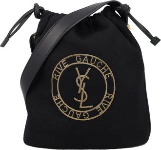 Saint Laurent Black embroidered-logo crossbody tote