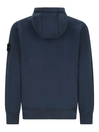 Stone Island Logo Cotton Hoodie - Navy