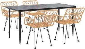 vidaXL Juego De Comedor De Jard&iacute;n 5 Piezas Rat&aacute;n Sint&eacute;tico Vidaxl