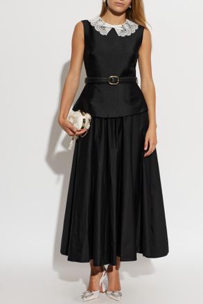 Self Portrait Dress With Belt, Womens, Black