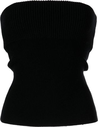 Alexander Wang double-layer ribbed-knit strapless top - women - Wool/Elastane/Polyamide - M - Black