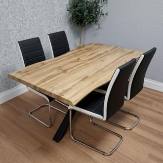 Kosy Koala Modern Dining Table with 4 black faux leather padded Chairs Kitchen Furniture