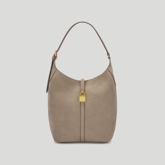 DeMellier The Siena Bucket in Light Taupe Suede Leather Shoulder bag