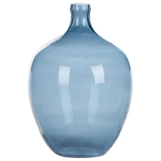 Beliani Beliani - Jarr&oacute;n De Vidrio Azul 39 Cm Hecho A Mano Accesorio Decorativo Mesa Moderno Interior Roti