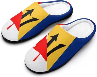 Generic Canada And Barbados Flag Cotton Slippers for Women Indoor Outdoor Slipper Slip-On Memory Foam Home Shoes