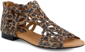 Django & Juliette Pietro Back Zip Sandal in Leopard Print at Nordstrom, Size 42