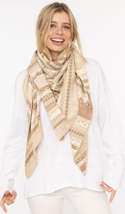 Zwillingsherz Dreieckstuch ZWILLINGSHERZ Maralda, Damen, beige, Strick, Materialmix, gemustert, mehrfarbig, Modet&uuml;cher Dreieckstuch, farbenfrohes Muster, w&auml;rmend, S