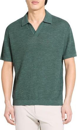 Theory Brenan Linen Blend Polo in Light Pine Grove at Nordstrom, Size Xx-Large
