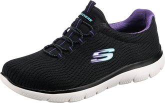 Skechers Womens, Summits - Cool Classic Sneaker - Wide Width Black 6 W