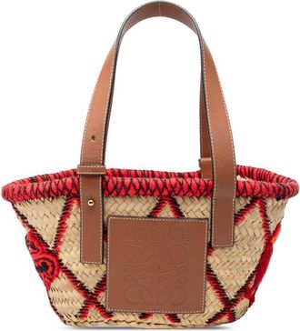 Loewe Pre-owned Loewe Small Raffia Animal Embroidered Anagram Basket Tote Ladies ZYS2MAH5Q59UWFEK