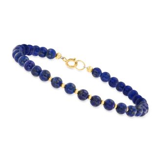 Canaria Canaria 4-5mm Lapis Bead Bracelet in 10kt Yellow Gold