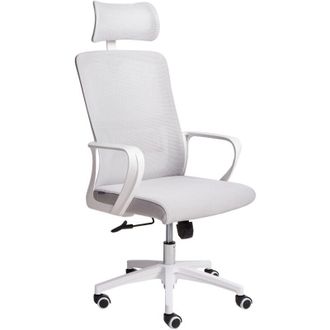 Beliani Sedia da ufficio con base girevole e poggiatesta regolabile in altezza in rete Grigio chiaro Monarch