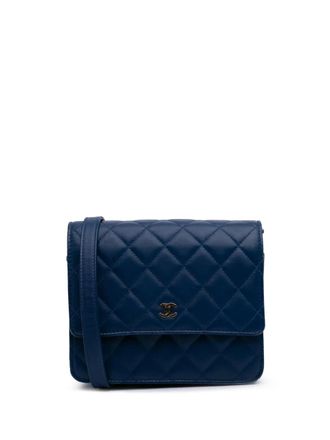 Chanel 2017-2018 Quilted Lambskin Square Wallet on Chain crossbody bag - women - Lambskin - One Size - Blue