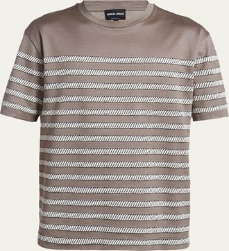 Giorgio Armani Mens Jersey Stripe Crewneck T-Shirt