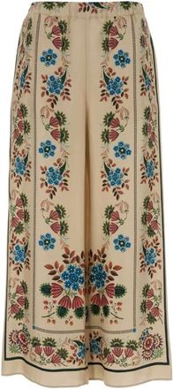 Max Mara Printed Silk Snack Wide-leg Pant - Dames - Wijde Broeken - Veelkleurig - XS - Broeken