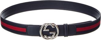 Gucci Interlocking G Web & Leather Belt