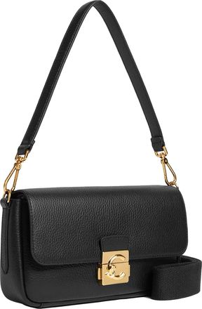 Coccinelle Womens Shoulder Bag C-Me Lock Grainy Leather Black Bovine