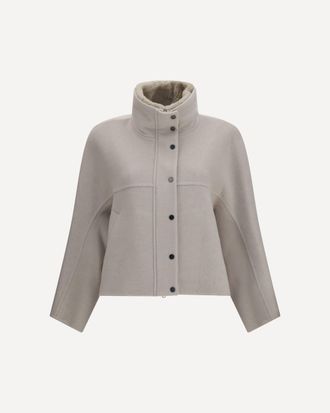 Brunello Cucinelli Double-faced virgin wool and cashmere Outerwear with detachable shearling insert Female 38