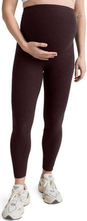 Beyond Yoga Empire Waist Maternity Leggings in Dark Chocolate Heather at Nordstrom, Size X-Small