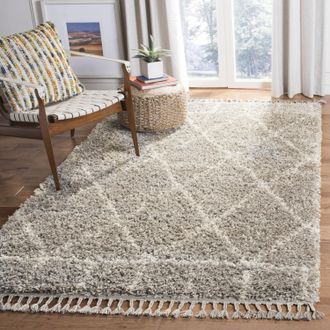 Safavieh Pro Lux Shag Machine Made Area rug, Grey / Cream Shag / Flokati Style Easy Care