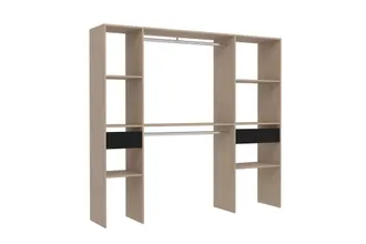 Concept Usine Vestuario de madera, 2 armarios, 6 estantes, 2 cajones