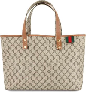 Gucci Beige Brown Gg Supreme Leather Tote Bag (Pre-Owned)