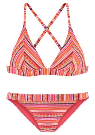 Lascana Triangel-Bikini LASCANA, Damen, Gr. 40, Cup A/B, orange (orange, gestreift), Polyamid, Glitzerstreifen, gestreift, metallisierte Fasern, Bikini-Sets T