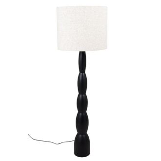 Maisons du monde L&aacute;mpara de pie de madera de abedul negra con pantalla beige, Alt.123