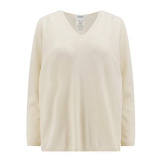 Max Mara White Cashmere Jumper Ribbed Details - female - Max Mara - Cashmere Knitwear - White - M - Knitwear