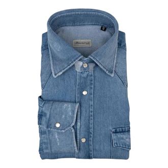 Sartorio Napoli Denim Shirts, male, Blue, Size: XL Texas Denim Shirt