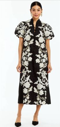 Mestiza New York Elliana Embroidered Applique Midi Dress In Black/ivory