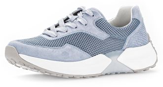 Gabor Keilsneaker GABOR ROLLINGSOFT, Damen, Gr. 37, blau (hellblau), Textil, Ziegenveloursleder, unifarben, Schuhe Keilsneaker, Freizeitschuh, Halbschuh, Sc