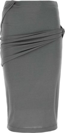 Givenchy Grey Gathered-Detail Fitted Skirt