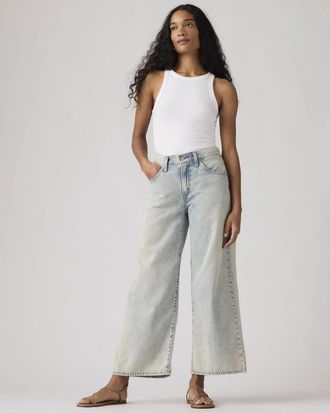 Levi's Middy Jeans Womens Blue Denim Relaxed Fit Wide-Leg Ankle JAX1485