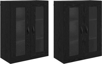 vidaXL Wall Cabinets 2 pcs Black Oak 69.5 x 34 x 90 cm Engineered Wood vidaXL