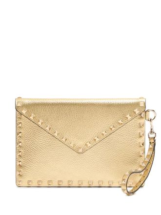 Valentino Garavani Rockstud clutch bag - women - Calf Leather - One Size - Gold