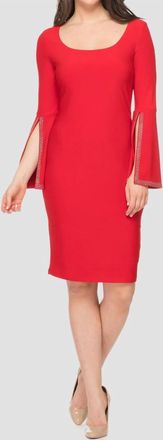 Joseph Ribkoff Diamonds Cocktail Mini Dress In Lipstick Red