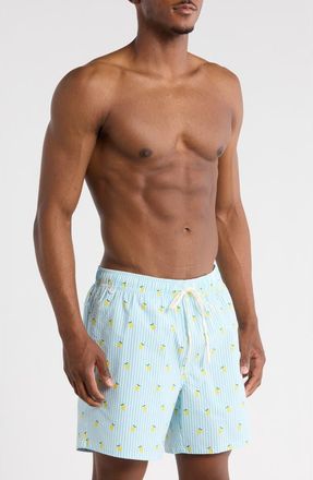 Rainforest Lemon Seersucker Swim Trunks in Sky Blue Combo at Nordstrom Rack, Size X-Large
