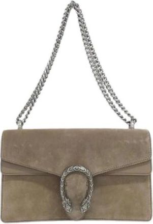Gucci Pre-owned Shoulder Bags, female, Beige, Size: ONE SIZE Pre-owned Dionysus Suede Leather Shoulder Bag