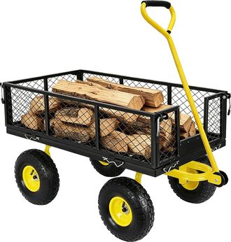OEM Carro De Jard&iacute;n Convertible 2 En 1, Ruedas Todoterreno De 10, Color Amarillo/negro