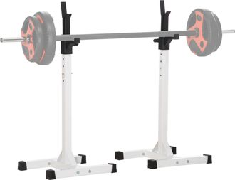OEM Soporte Barras Pesas De Acero Con Altura Ajustable En 12 Niveles Carga M&aacute;x. 150 Kg 52x48x105-160 Cm Blanco