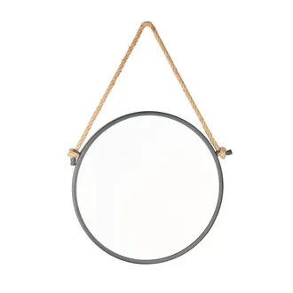 Puma Naturel - Espejo De Pared Redondo Con Marco De Metal 40x40 Cm, Negro (zlan40c)