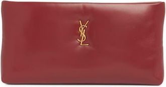 Saint Laurent Calypso Long Leather Pouch Clutch in Rouge Merlot at Nordstrom