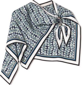 Lanvin Murano Print Silk Scarf With Jewelry Fastener in Black at Nordstrom
