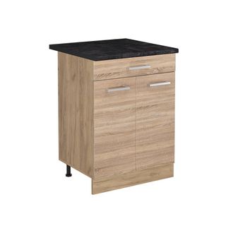Vicco Mueble Bajo De Cocina R-line, Sonoma/roble Dorado, 60 Cm Con Caj&oacute;n Encimera Antracita, Vicco