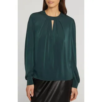 Elie Tahari The Bethany Stretch Silk Blouse in Juniper at Nordstrom, Size X-Small