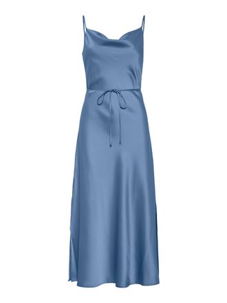 Y.A.S Spaghettikleid Y.A.S YASTHEA STRAP LONG DRESS S. NOOS, Damen, Gr. 46, N-Gr, blau (ashleigh blau), Web, Obermaterial: 100% Polyester, unifarben, wadenl