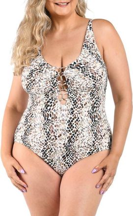 La Blanca Wild Whispers One-Piece Swimsuit in Taupe at Nordstrom, Size 22W